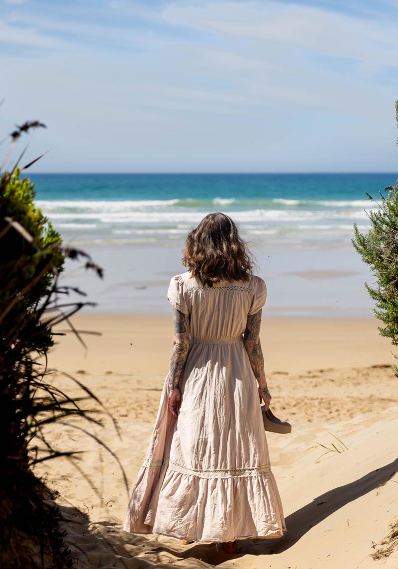 Geelong and online telehealth counsellor, Zoe Newell at the beach